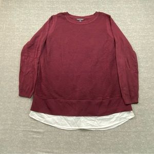 Hilary Radley Womens Maroon Striped Multi Layered Long‎ Sleeve Sweater Size XL